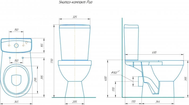 Унитаз-компакт Рио белый (универс.вып., нижн.подв., сид, 2-кн.арм.) Киров