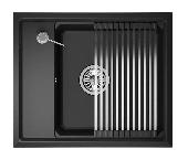 Мойка кухонная KS-6004 ЧЕРНАЯ Kitchen Space (ролл-мат,дозатор, мет. сифон), GRANULA