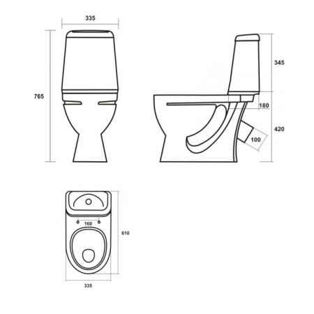 Унитаз-компакт Идеал стандарт (косой вып., ниж.подв., 1-реж.арм. Уклад, сид. полипропилен) SANITA