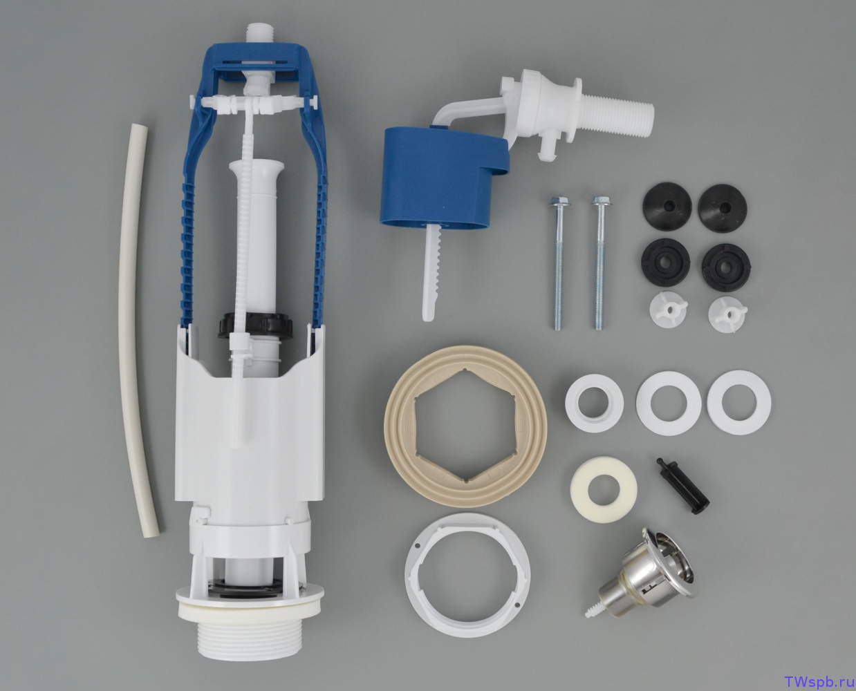 Арматура к бачку кноп белая  б/подвод D40 Уклад (АБ 68.56.14.0/106.56.14.0/105.56.14.0)
