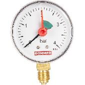 Манометр радиальный с указателем. Корпус Dn 63 мм 1/4 , 0...4 бар, кл.2.5 ROMMER (RIM-0008-630408)
