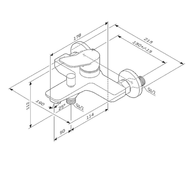 Смеситель для ванны и душа излив 164 мм, БЕЛЫЙ, AM.PM X-Joy F85A10033