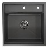 Мойка кухонная KS-5051 ГРАФИТ МАТОВЫЙ Kitchen Space (ролл-мат,дозатор, мет. сифон), GRANULA