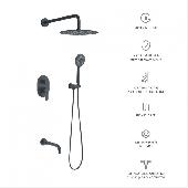 Душевой комплект VENTAS 3R с внутренней частью, ручной, верхний душ, излив, черный матовый, BERGES
