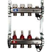 Коллектор из нерж. стали с расх. с клапаном вып. воздуха и слив 3 вых. STOUT SMS-0927-000003