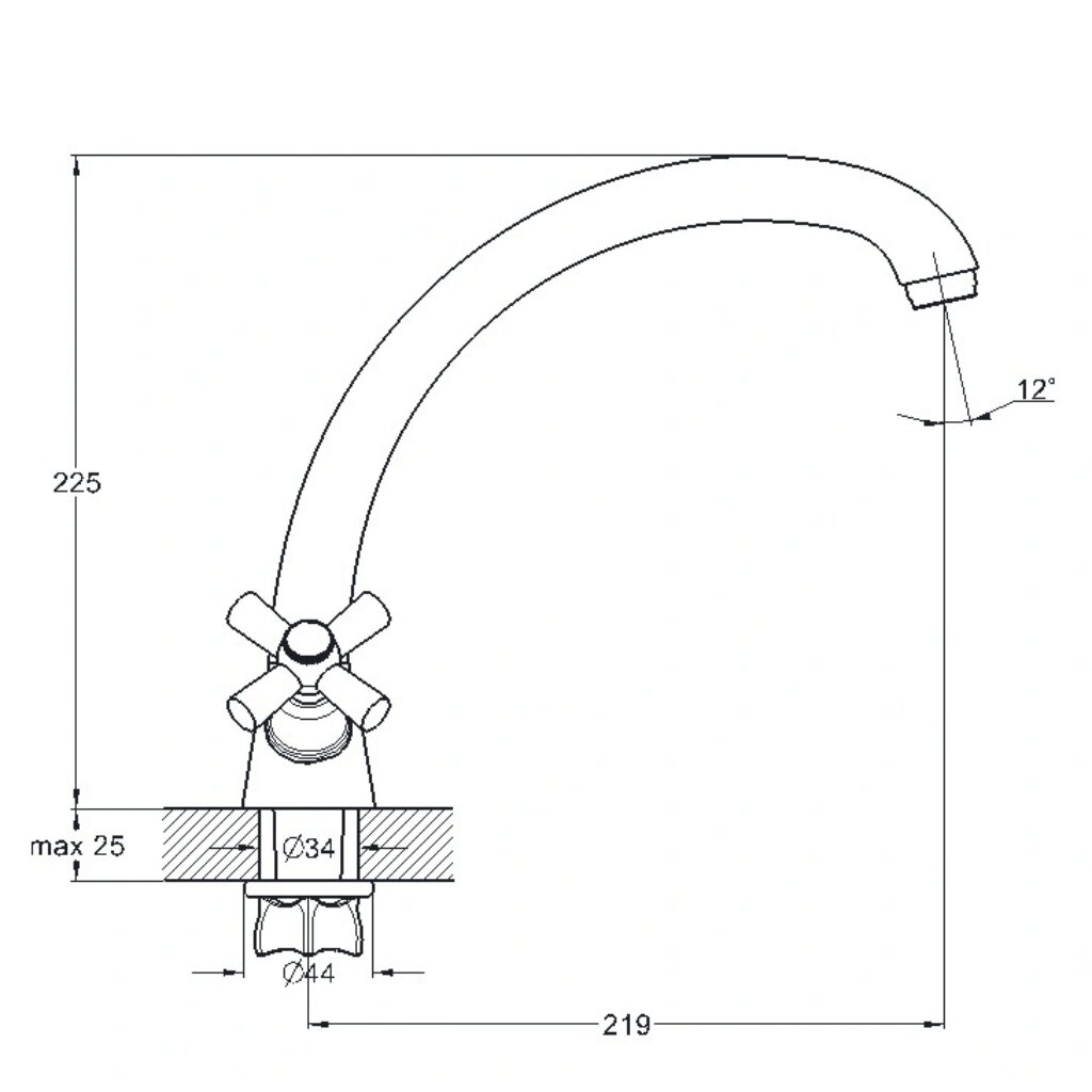 Смеситель для кухни (мойки) G.LAUF KOA4-A722 (1/2 керам.на гайке) (10)