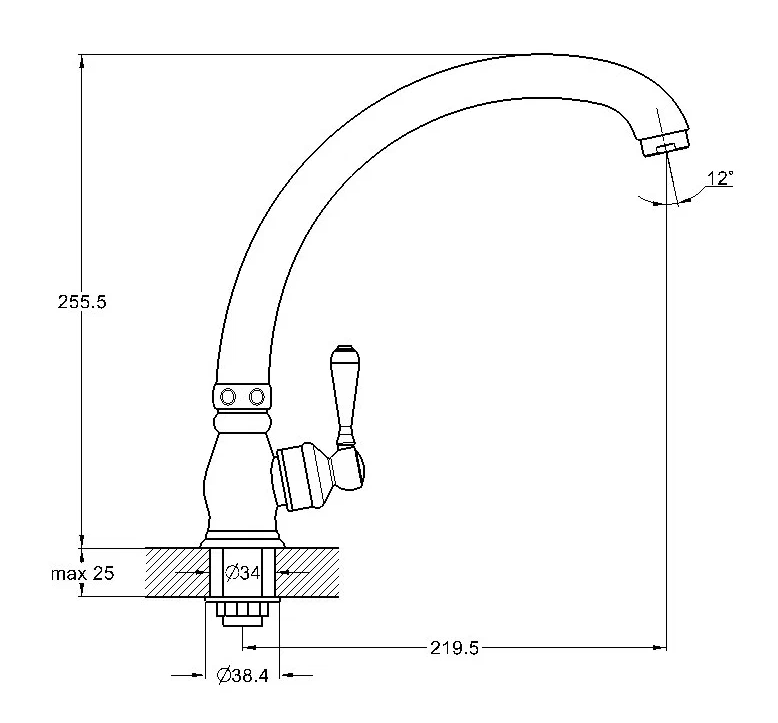 Смеситель для кухни G-lauf QML14-A119  (моно; 1/2 керам.на гайке)