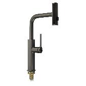 8264 MAGNUS Cмеситель кухня шаровый Г - образный излив вытяжной, корпус из латуни цвет ГРАФИТ