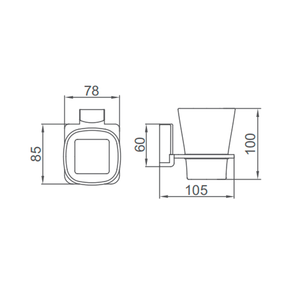 A12503AT Стакан одинарный настенный ACCOONA стекло/латунь Цвет: графит (24)