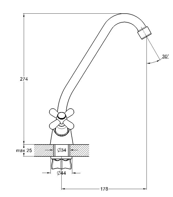 Смеситель для кухни (мойки) G-lauf QSL4-A827 (1/2; керам., на лат. гайке)