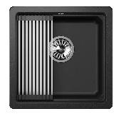 Мойка кухонная подстольная KS-4501U ЧЕРНАЯ Kitchen Space (ролл-мат,дозатор, мет. сифон), GRANULA