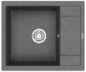Мойка кухонная кварц GR-6002 ГРАФИТ 600х500 Granula (мет. сифон), GRANULA