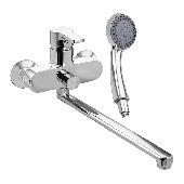 385016 BIANCO Смеситель ванна шаровый, длинный излив , c дивертором на корпусе