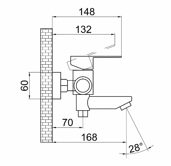 Смеситель для ванны с душем G-lauf SOLONЕ JAT3-A094  (D35 кор.излив) нерж