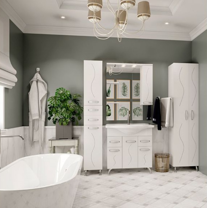 Тумба Сандра 80 напольная белая + умыв. Эльбрус-80 1WH109653, MIRSANT