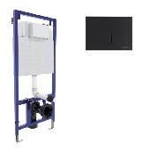 ОБРАЗЕЦ С ВЫСТАВКИ!Инсталляция для скрытого монтажа унитаза NOVUM кнопка L5 Soft Touch черная BERGES