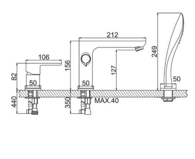 A6519 Смеситель на борт ванны ACCOONA латунь хром