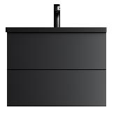 База под раковину подвесная 75 см 2 ящика, черный матовый  GEM M90FHX07522BM AM.PM
