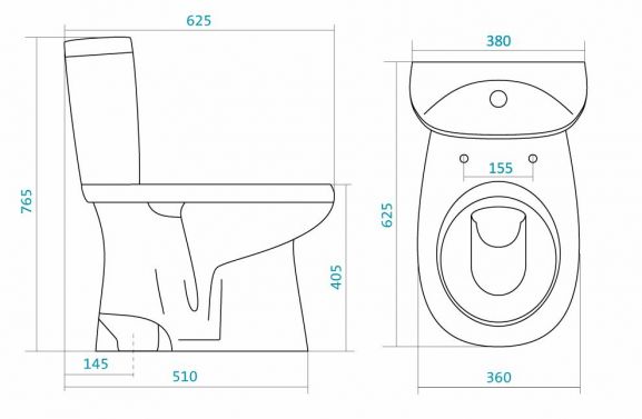 Унитаз-компакт Анимо 2РА (выпуск в пол, нижн.подв, 2-кн.арм., сид.дюропласт) 1WH302133, Сантек