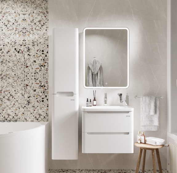 Adel 60 тумба подвесная черный глянец +умыв.Adel 60, VOD-OK