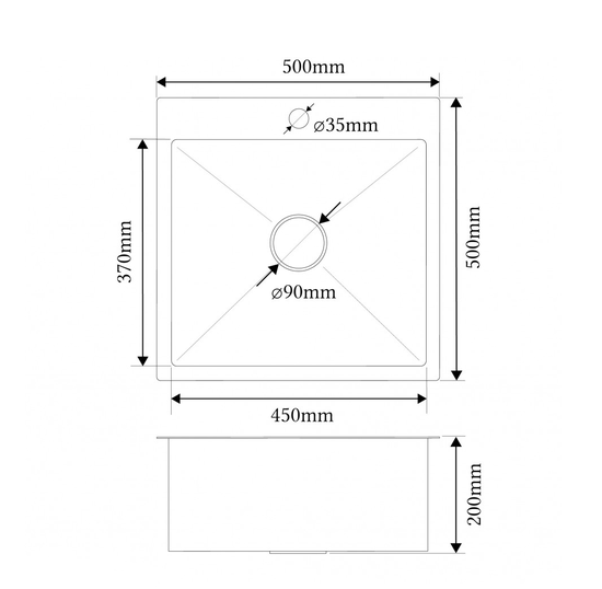 FABIA PROFI Мойка врезная 50х50см универс.ЧЁРНОЕ СТЕКЛО (8мм) и нержавеющая сталь+сифон+корзина 9501