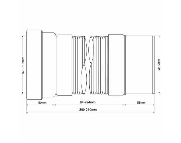 Гофра для унитаза 200мм  McALPINE (MRWC-F20P)
