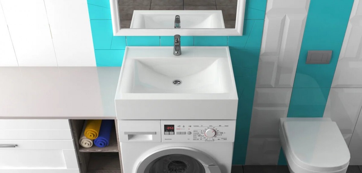 Раковина  над стиральной машиной Шерри V3D1(582x487x110)+ кронш.+сифон GRANIT MARR