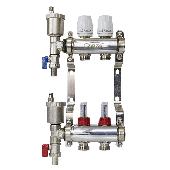 Коллектор из нерж. стали с расходомерами, воздухоотводчик и слив.кран 2 выхода ZOTA