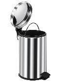 Ведро-контейнер для мусора с педалью 12л, микролифт, хром 121008, BERGES