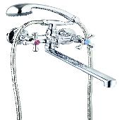 Смеситель для ванны с душем G-lauf QFR7-C827 (1/2; керам. плоск.излив  шар. перекл. душа)