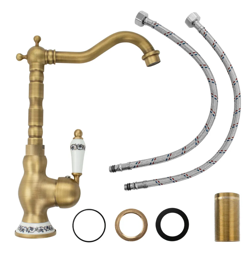 153 BRIMIX Смеситель кухня под БРОНЗУ высокий излив поворот на 360 градусов шаровый