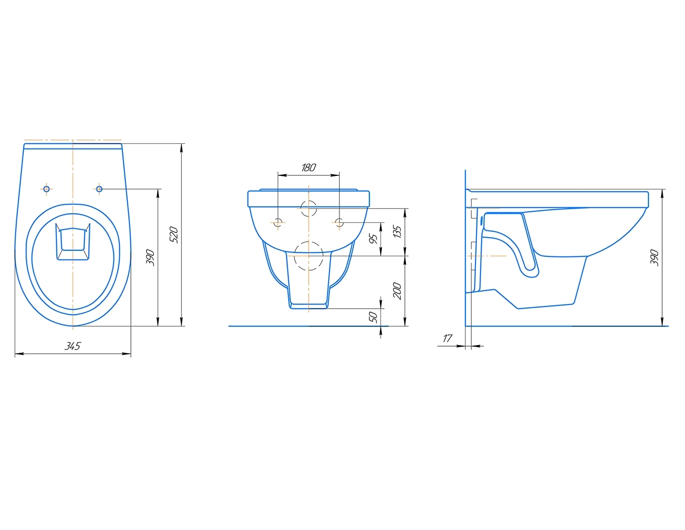 Унитаз подвесной Рио в комплекте с сиденьем  полипр. КИРОВ