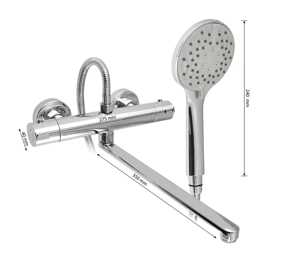 3298 BRIMIX Смеситель ванна длинный излив  с ТЕРМОРЕГУЛЯТОРОМ