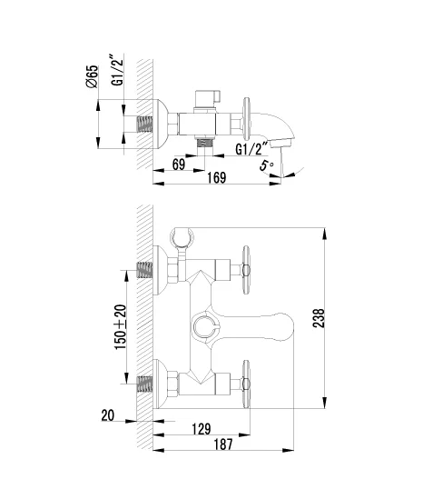 Смес. д/ванны с коротк. изливом LEMARK plus SPIRIT (LM1912C)
