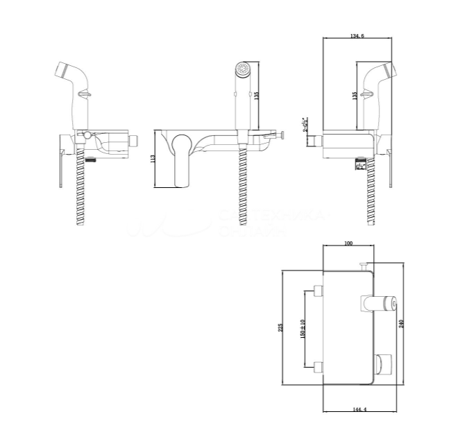 Смес. с гиг.душем настенный LEMARK SOLO (LM7168СW)