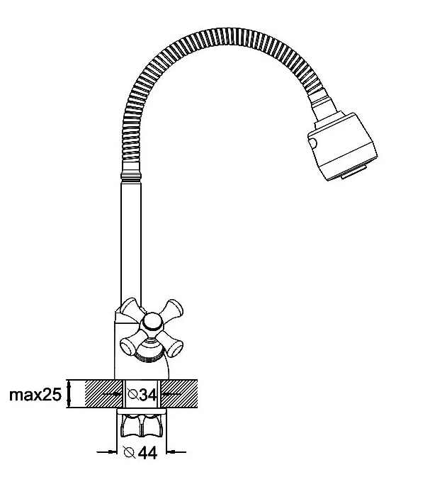 Смеситель для кухни (мойки) G-lauf QTZ4-E856 (керам. (1/2)180° на лат. гайке)
