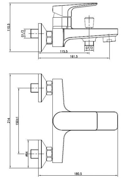 Смеситель Cersanit для ванны NATURE однорычажный (без душевого гарнитура) 63064