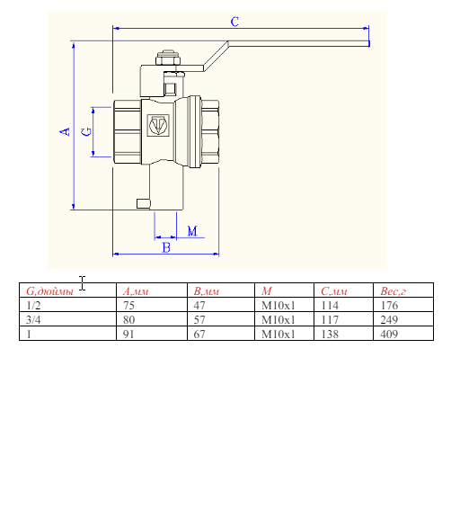 VT.247.N Кран шаровый для термодатчика 3/4