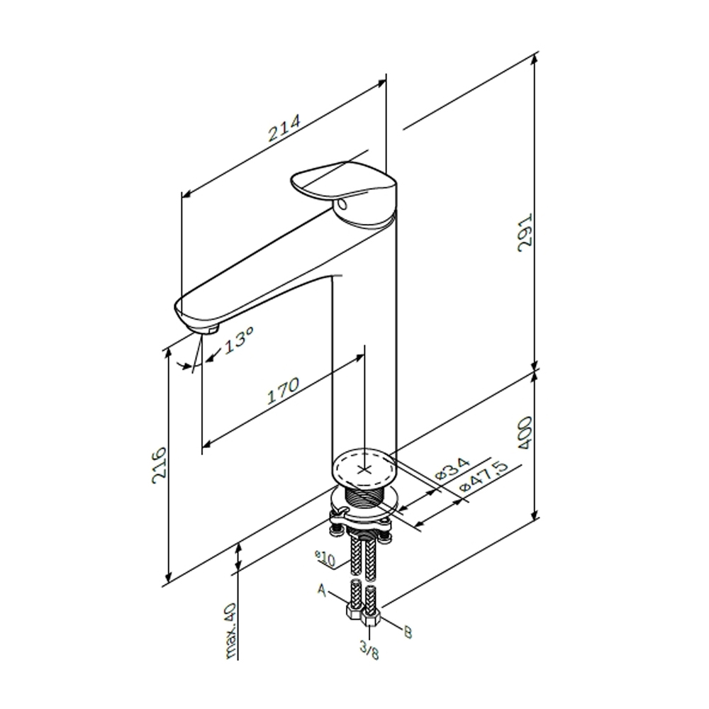 Смеситель для умывальника излив 170мм, ХРОМ  F8092000  LIKE АМ.РМ