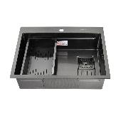 FABIA PROFI Мойка врезная 65х50см ГРАФИТ толщ.-3,0 х 0,8мм + большой сифон + корзина 65503G