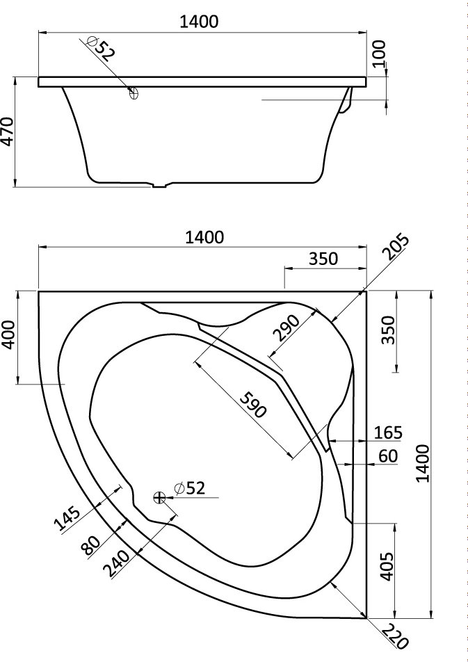 Ванна акрил SANTEK КАРИБЫ 140*140 +монт.комплект+панель