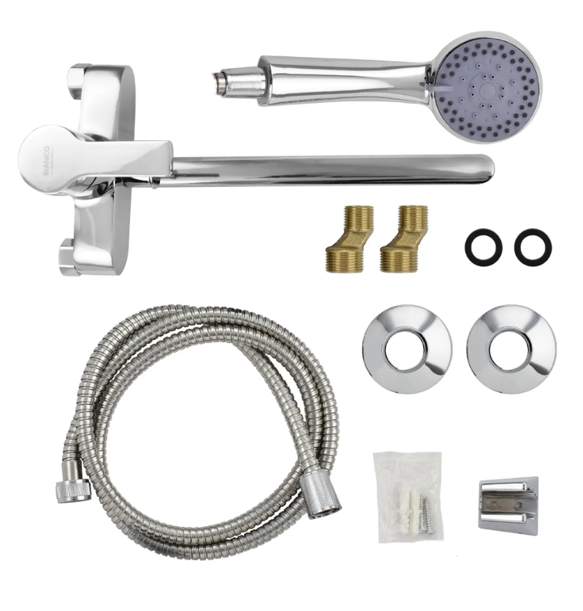 385016 BIANCO Смеситель ванна шаровый, длинный излив , c дивертором на корпусе