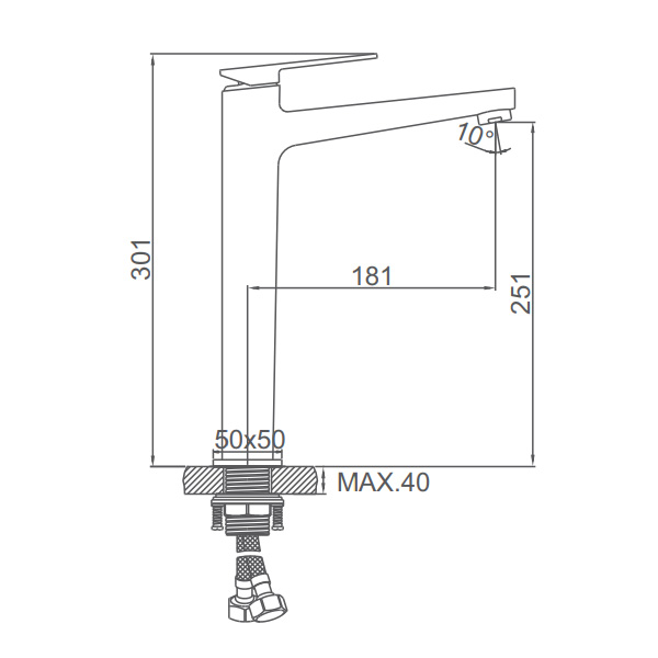 A91124AT Смеситель для умывальника ACCOONA высокий с гайкой Цвет: графит