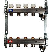Коллектор из нерж. стали с клапаном вып. воздуха и слив  5 вых. STOUT SMS-0932-000004