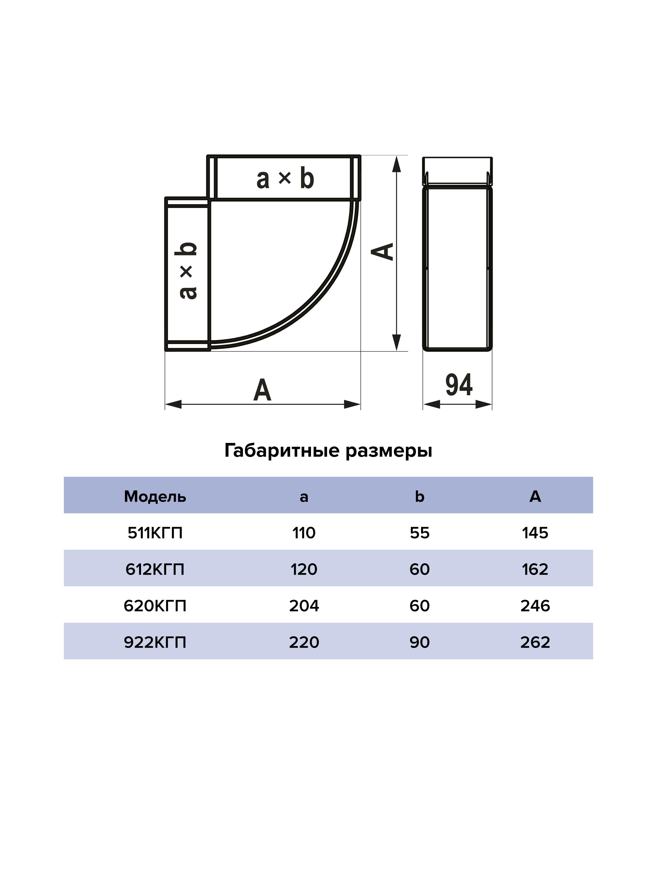 Колено горизонтальное пластик 90° 60х120 ERA 612КГП