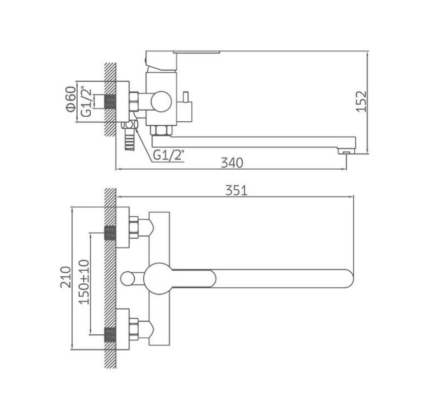 A71103 Смеситель для ванны ACCOONA с длинным поворот изливом 300мм дивертор в корпусе нерж.сталь(10)