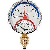 Термоманометр радиальный с клапаном Корпус Dn 80 мм 1/2,0...120°C, 0- 6 бар STOUT (SIM-1006-800615)