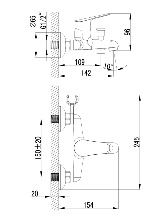 Смес. д/ванны с коротк. изливом LEMARK PARTNER (LM6552C)