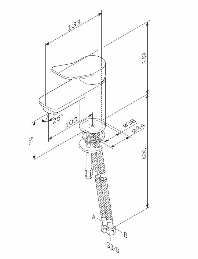 Смеситель для умывальника излив 100 мм, ХРОМ F85A02100 X-Joy AM.PM