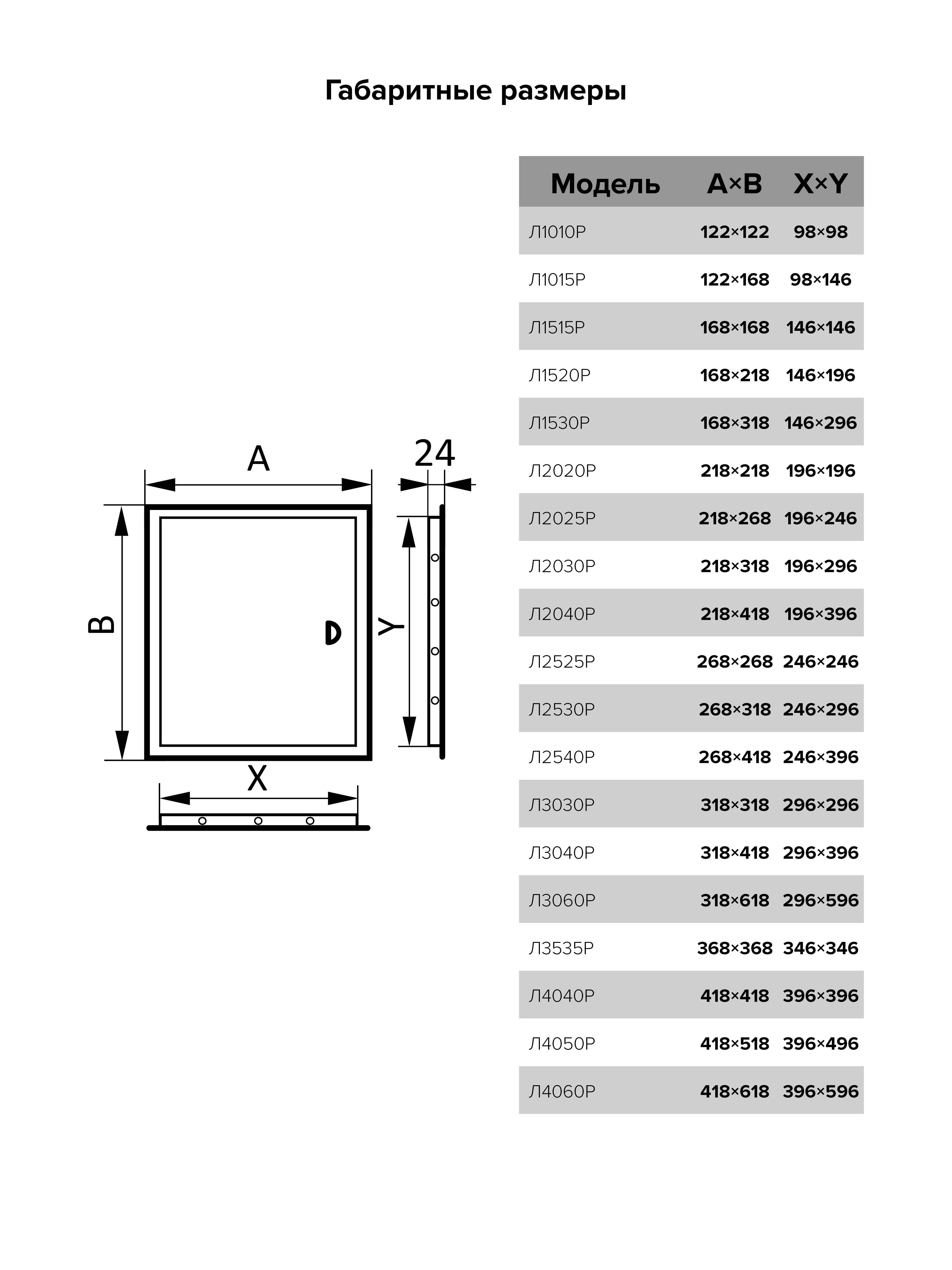 Люк ревизионный ЛР фланец 396х496  ручка 418х518 пластик EVECS,Л4050Р